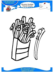Çocuklar İçin Patates-Kızartması Boyama Sayfaları 